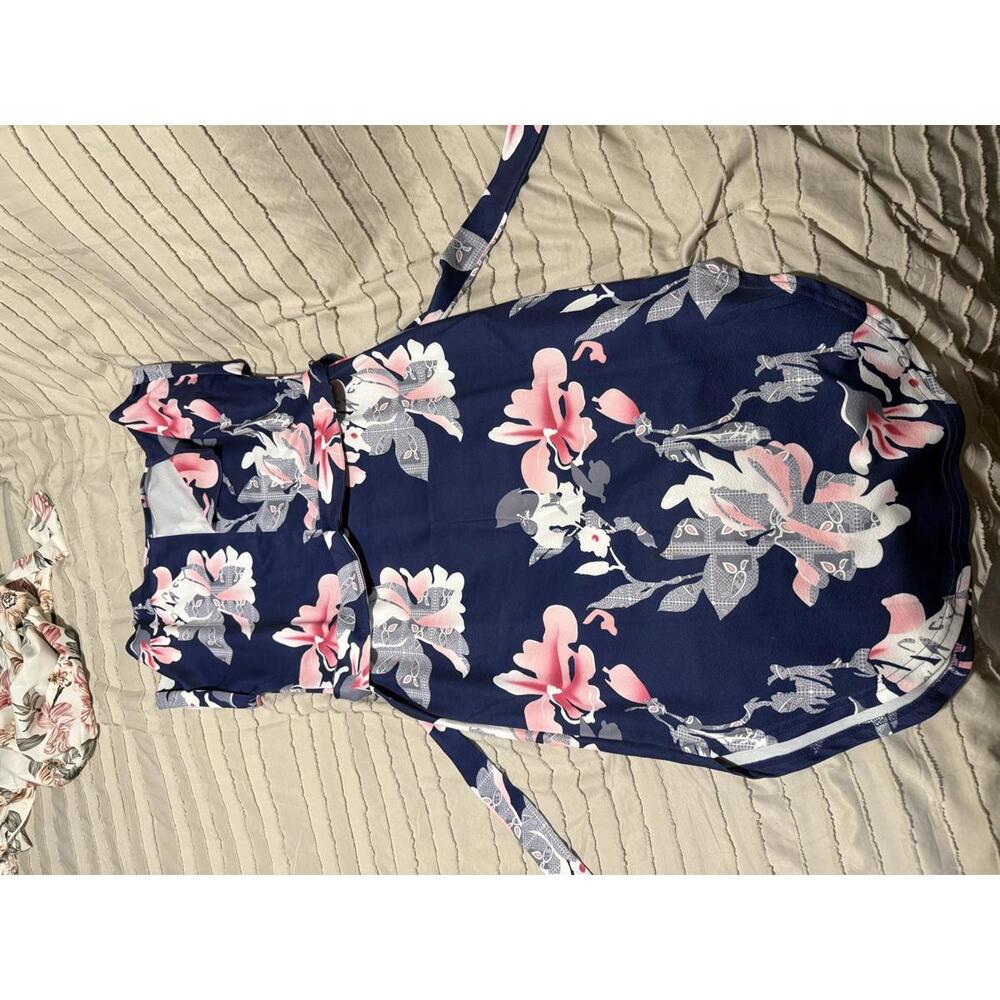 Shein Navy Blue Floral Print Dress Size US 6
